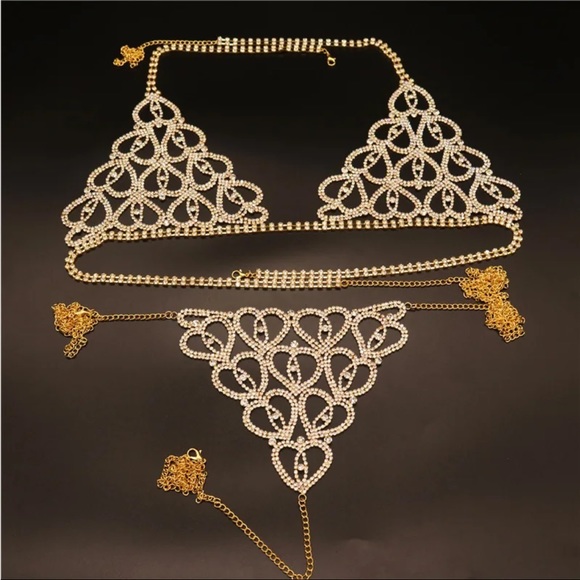 (Last 1) Boho Rhinestone body bra and thong body jewelry - Picture 6 of 10